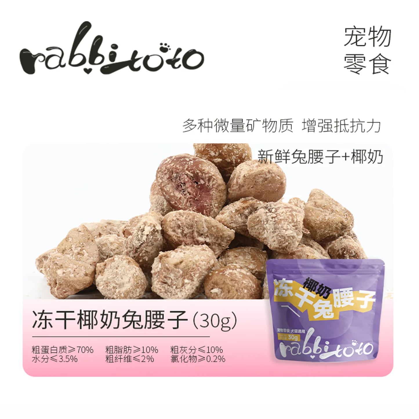 Freeze Dried Coconut Milk Rabbit Loin🐶🐱30g